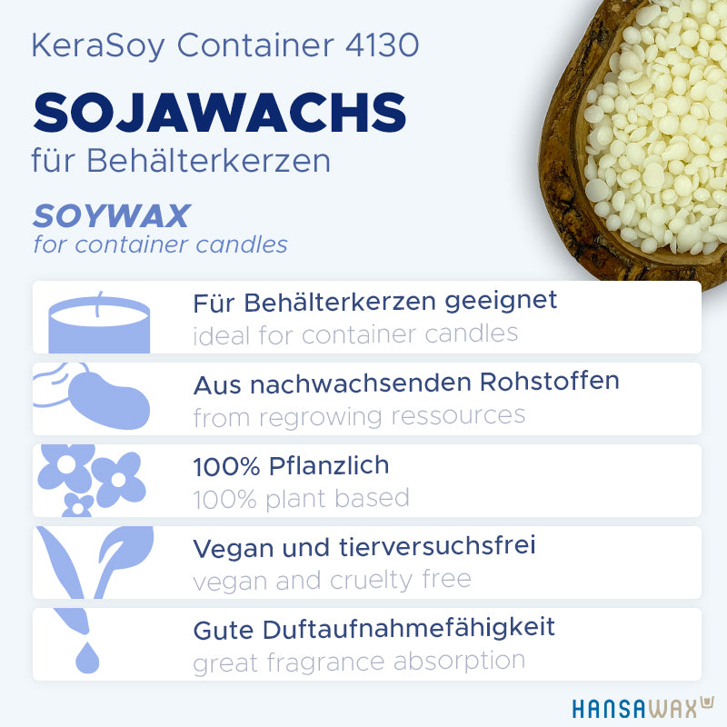 Cire de soja pour bougies en pot 'KeraSoy Container 4130'
