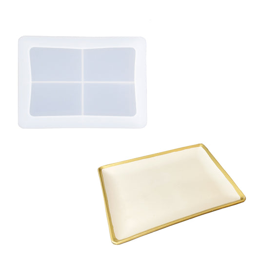 Silikonform zur Herstellung von einem rechteckigen Tablet mit Gießpulver wie Jesmonite, Keraflott und Raysin.