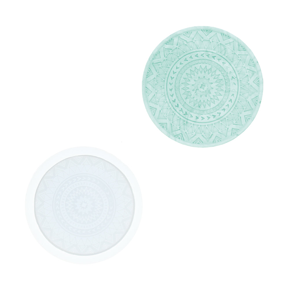 Silikonform zur Herstellung von einem Mandala Untersetzer mit Gießpulver wie Jesmonite, Keraflott und Raysin.