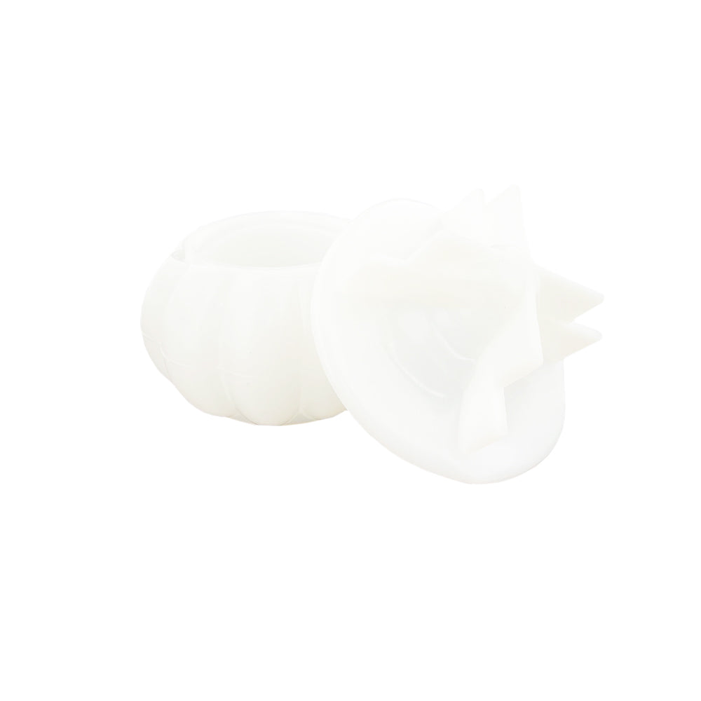 Hexenhaus-Schale in Kürbisform mit Deckel zum Gießen einer Schale mit Jesmonite, Keraflott oder Raysin