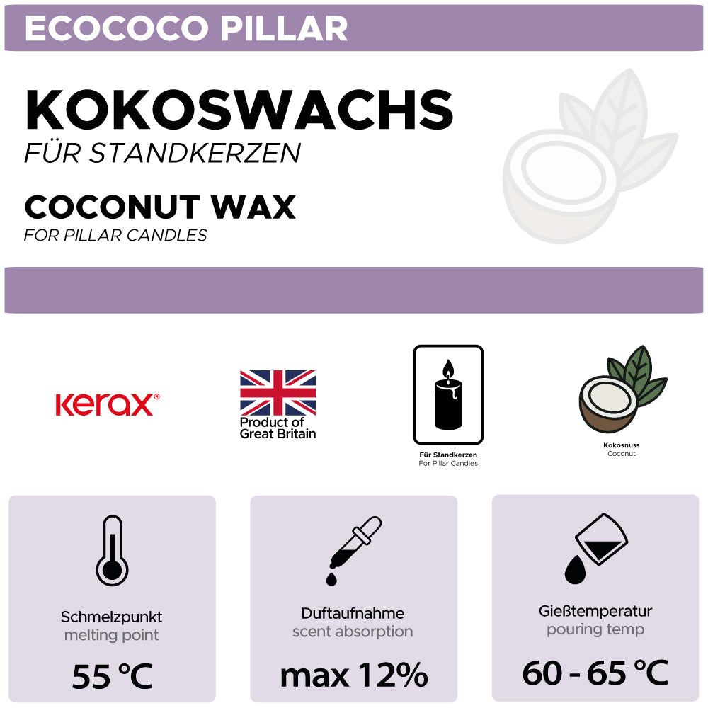 Coconut wax for pillar candles 'EcoCoco Pillar'