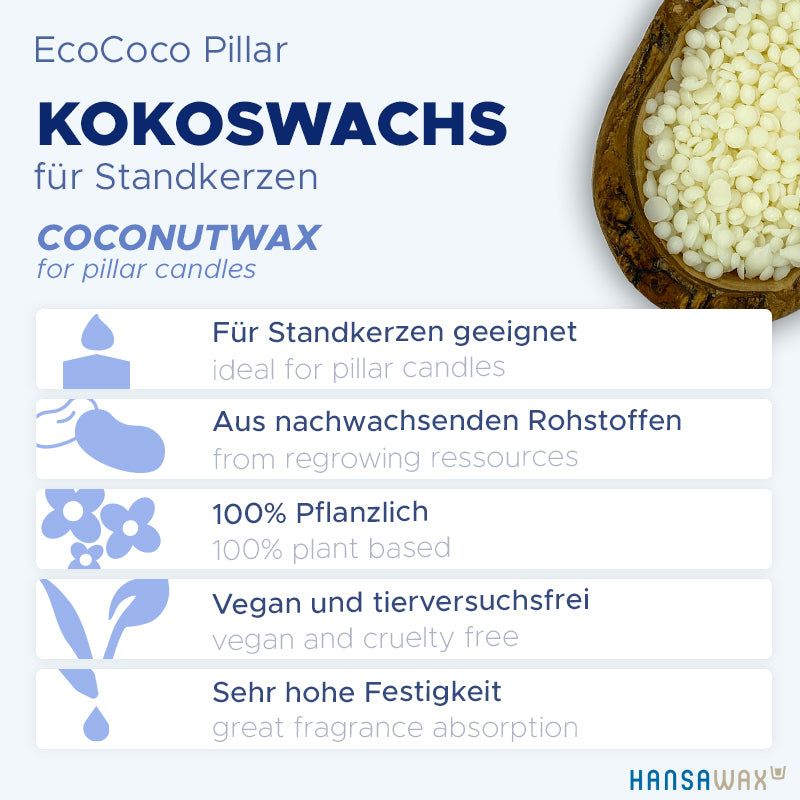 Coconut wax for pillar candles 'EcoCoco Pillar'
