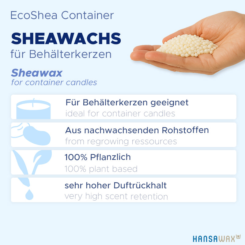 Sheawachs für Behälterkerzen 'EcoShea Container'