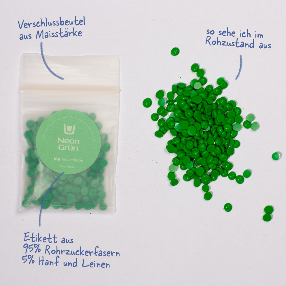 Candle color neon green