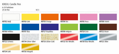 Alle verfügbaren Farben in Stiftformat von Kreul
