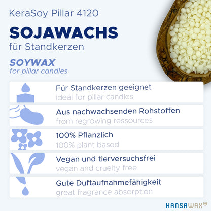 Soy wax for pillar candles 'KeraSoy Pillar 4120'