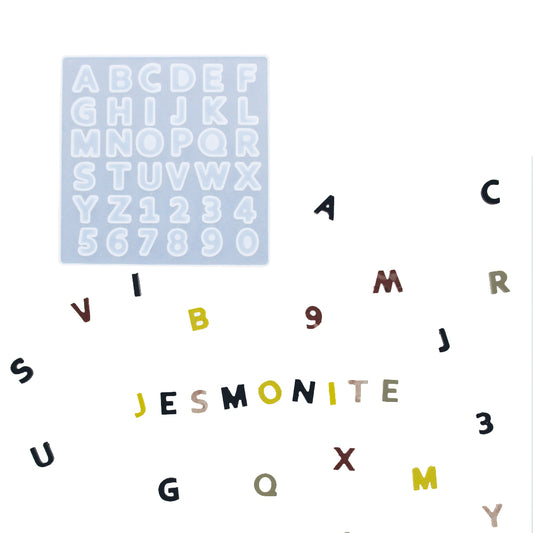 Silikonform zu Herstellung von Buchstaben und Zahlen mit Gießpulver wie Jesmonite, Keraflott und Raysin.