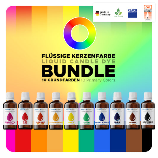 Lot de colorants liquides pour bougies : 10 couleurs de base