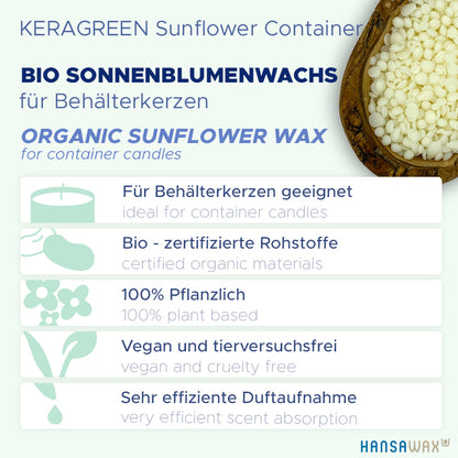 Organic sunflower wax for container candles 'Keragreen Sunflower Container'